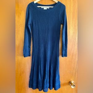 Max Studio Navy Drop Waist Sweater Dress Midi Size M